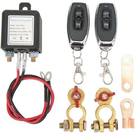 Interruptor de aislamiento de batería remoto de 12 V, disyuntor de emergencia antirrobo con control remoto, terminal de cobre para automóvil - KZQ