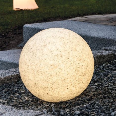 Heitronic 35956 Mundan Gartenleuchte Kugel LED, Energiesparlampe E27 9 W Granit-Grau (matt)
