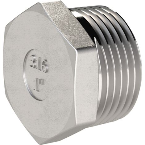 Riegler Verschlussstopfen, Sechskant, R 2, AG, SW 62, ES 1.4408 (1/5)
