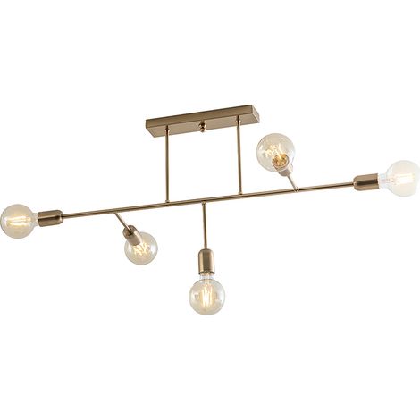 VALO Plafoniera Moderna a 5 Luci E27 IP20 in Metallo Oro Satinato - Design Minimale per Illuminazione Diffusa di Interni - Rossini Group (1/3)