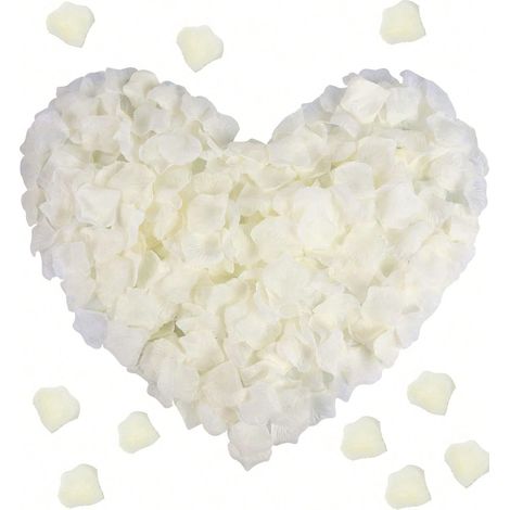 1000 pétales de rose en soie artificielle décoratifs blancs laiteux, pour mariage, fête, Halloween, remplissage de boîte cadeau, demande en mariage romantique, décoration maison (1/5)