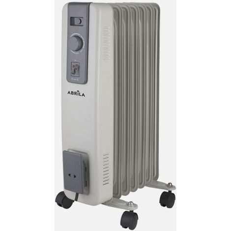 ABRILA - Acebuche - Radiador de Aceite 1500W Gris  3 Potencias  7 Elementos  Antivuelco  Termostato Ajustable  Protección de Seguridad  Gris