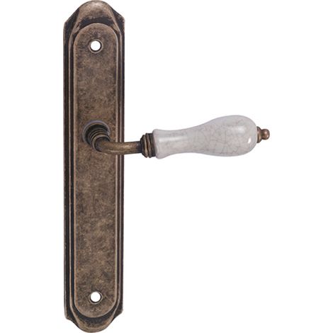 Manilla puerta interior rústica Zamak cuero envejecido placa ovalada 260mm