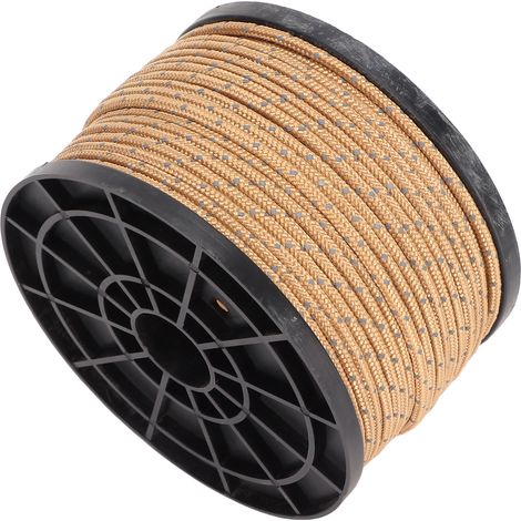 Corde de tente de camping de 50 mètres, haute densité, anti-UV, résistante à l'usure, kaki, réfléchissante, pour le camping en extérieur (1/5)