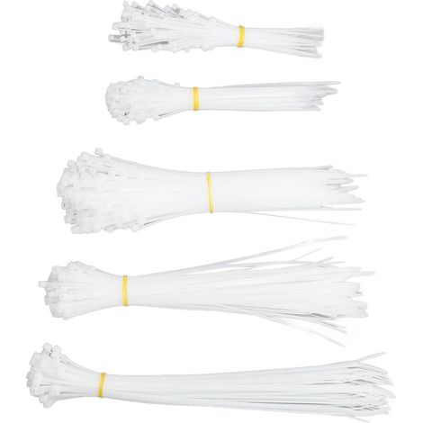 550 Stück Nylon-Kabelbinder, sortiertes Set mit Selbstverriegelung, weiße Kabelbinder für den Innen- und Außenbereich (1/5)