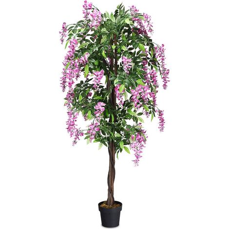 Albero artificiale con fiori glicine 180cm in vaso per arredo interno (1/4)