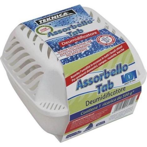 TEKNICA DEUMIDIFICATORE ANTI UMIDITA ASSORBELLO TAB CON RICARICA DA 500 GR (1/2)