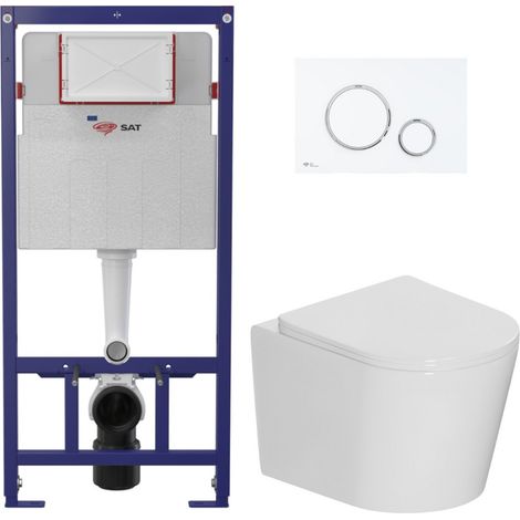 Swiss Aqua Technologies WC-Set Vorwandelement 112 cm ECO 2L SAT + Hänge-WC Ceramia + Betätigungsplatte weiß/chrom (STECE14WT04-IN)