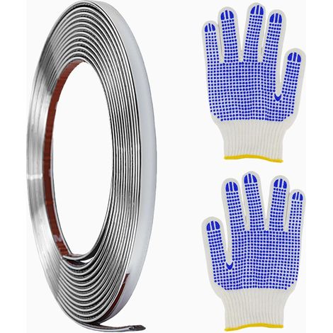 Moulure Murale Moulure Adhésive 5m Decoration Auto Chrome Bande de Garniture Acier inoxydable Design Peel and Stick pour la Décoration de Meubles et la Décoration de Voitures (6mm) (1/5)