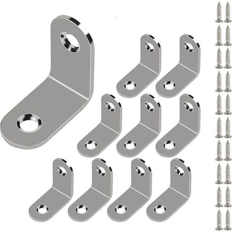10er-Pack Edelstahl-Winkelverbinder, Vierkantwinkel (inkl. Schrauben), 30 x 30 mm, abgerundete Kante (1/5)