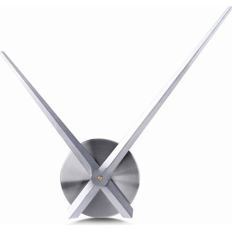 Horloge à quartz - Achat et remplacement d'un nouveau mécanisme d'horlogerie - Couple élevé - Aiguilles longues - Avec disque de 12 cm - Argent - Métal - Aiguilles de rechange - Pour décoration de sal (1/5)