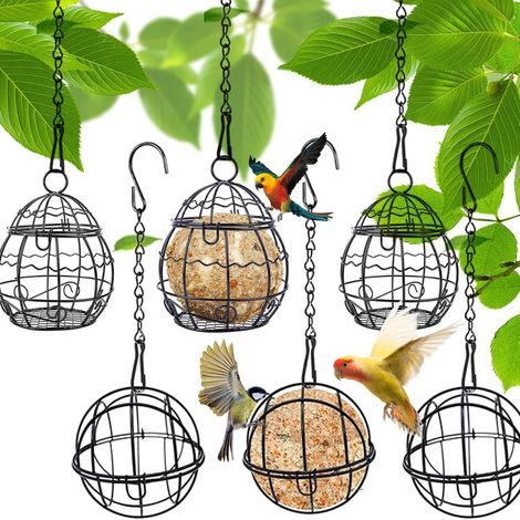 6 pièces, cage à oiseaux d'extérieur, mangeoire suspendue pour oiseaux, mangeoire de jardin pour oiseaux, 2 modèles, 3 p (1/4)