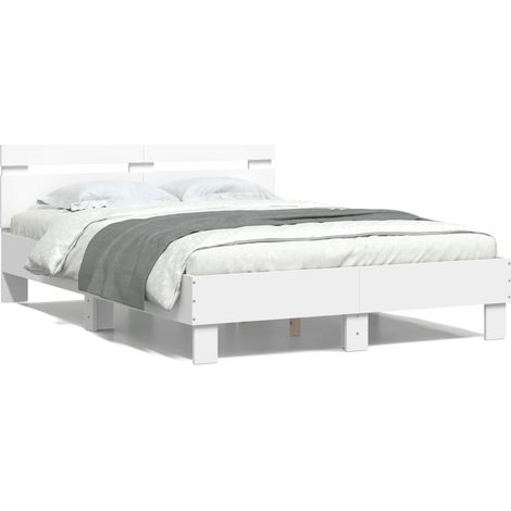 Cadre de lit avec tête de lit et LED blanc 135x190 (1/5)