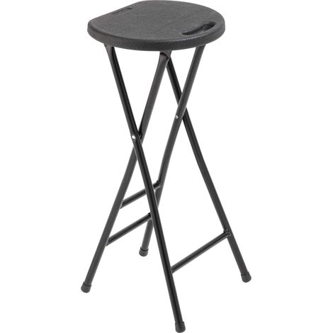 Rekkem – Lot de 10 tabourets hauts pliants noirs – Structure acier époxy – Assise en polyéthylène haute densité – Charge max 100kg – Usage intérieur/extérieur (1/8)