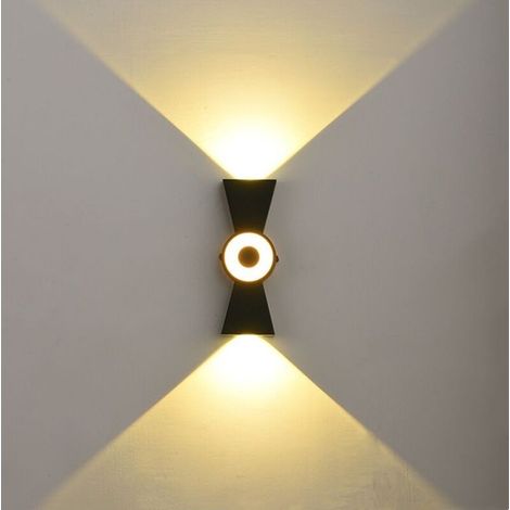 SABIR Appliques Murales LED 12W Intérieur Extérieur Moderne Applique IP65 Étanche LED Appliques Murales Haut et Bas pour Salon, Chambre, Salle de Bain, Couloir - Lumière Blanche Chaude, (le noir) [Cla (1/5)