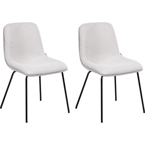 Conjunto de 2 sillas de comedor sin reposabrazos diseño escandinavo tapicería fácil limpieza gris claro Lorida