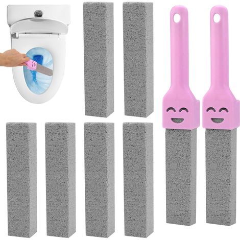 8 Pièces Pierre Ponce Brosse WC,Brosse de Nettoyage en Pierre Ponce avec 2 Poignées,Pierre Ponces Brosse Toilettes WC (1/5)