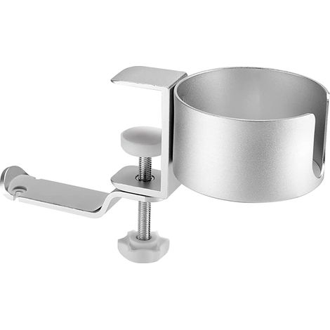 Under Desk Headphones Stand 360 Degrees Rotation Desktop Water Cup Storage Mount for Office Silver