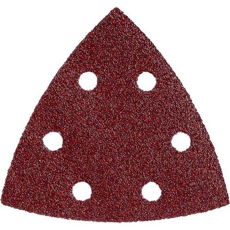 5 feuilles abrasives auto-agrippantes 93 x 93 mm, P 180, série « professional », pour bois et métal, pour ponceuse à patin triangulaire metabo 5 pièces (1/2)