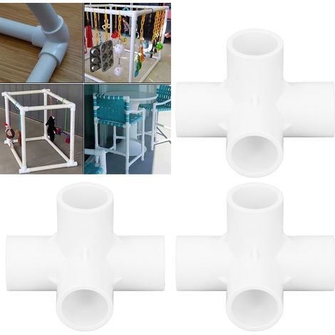 Dreiwege-Winkelstück aus PVC mit 25 mm Durchmesser für Wasserzu- und Abwasserleitungen, geeignet für Möbel, Gewächshäuser und Zelte. Weiß. (1/5)