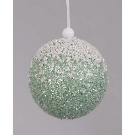 SFERA NATALIZIA EURONATALE Ø 8 CM VERDE ACQUA CON STRASS