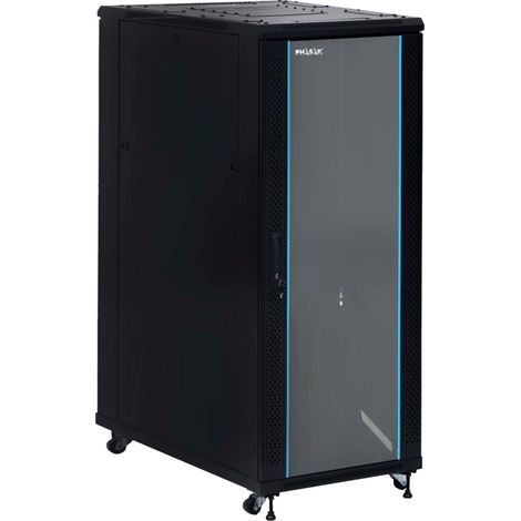 Baie 19" Phasak Pro 37U 800x1000 - Structure amovible, porte en verre trempé, ventilation, multiprise, plateaux et roulettes inclus PHO 8142 (1/5)