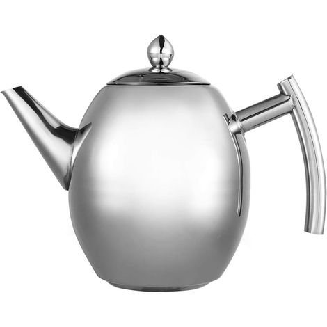 1L Théière en Acier Inoxydable Cafetière en Argent avec Filtre Grande capacité (1/5)