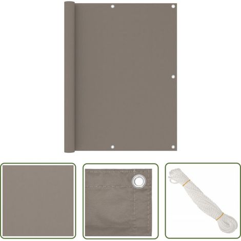 The Living Store Écran de balcon Taupe 120x400 cm Tissu Oxford - Écran De Balcon - Paravent De Balcon - Intimité Balcon - Protection Solaire Balcon - Voile D'ombrage (1/5)