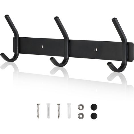 Patere Porte Manteau Salle de Bain Noir Mat 30CM pour 30KG Patère Murale en Acier Inoxydable SUS304 3 Crochets Noir pour Cuisine Couloir Jardin Vestes Parapluies Serviettes Porte-clés (1/5)