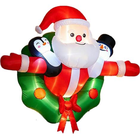 Décoration de Noël Père Noël gonflable 1,5 m avec LED, Modèle suspendu pour jardin et fête (1/5)