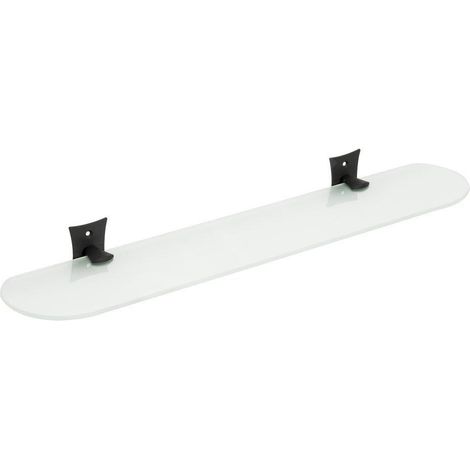 Étagère salle de bain rectangulaire 56 cm en verre satiné et acier anthracite mod. Rebecca (1/3)