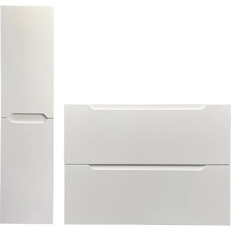 Mobile lavabo singolo sospeso con colonna 80 cm Bianco - STEFANIE (1/5)