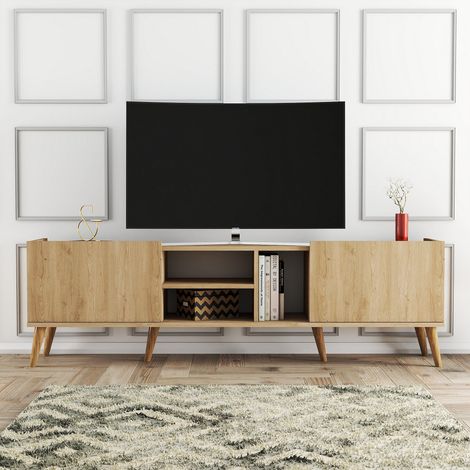 TV-Möbel Lotus Eiche Melamin 180x50x34 cm (1/5)