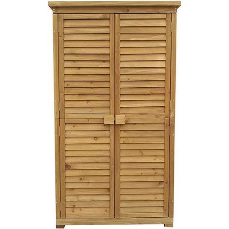 Armoire de jardin en bois d'épicéa avec portes à lamelles 870x465x1600mm et toit bitumé (1/5)