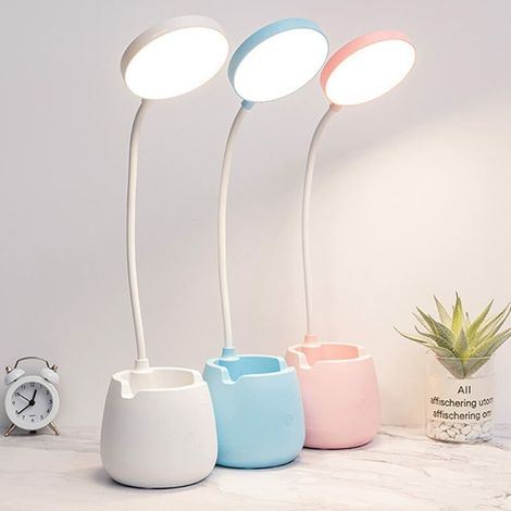 Jeffergarden Hyuduo Petite Lampe de Bureau Protection des Yeux LED Flexible Réglable Lampe de Chevet Rechargeable USB pour Dortoir étudiant 5V 10W (Blanc)-DOU
