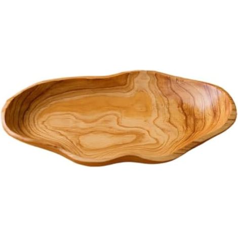 Bol en bois rustique, plat de service à fruits, saladier décoratif (1/5)