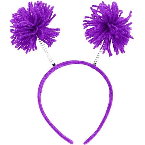 Bandeau décoratif à pompon en fourrure pour fille, bandeau amusant, serre-tête à pompon duveteux pour Halloween, Noël, anniversaire-Purple