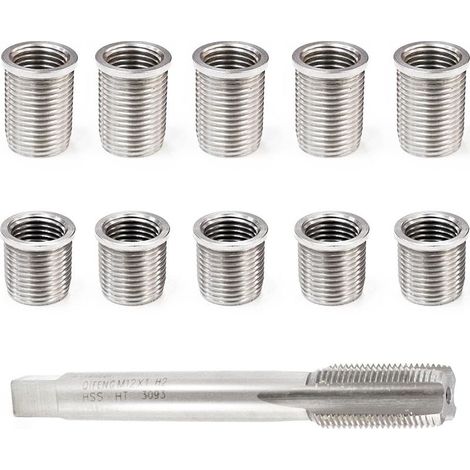 Outil de réparation de filetage de bougie d'allumage M10x1.0 et M12x1.0 – Kit 11 pièces en acier inoxydable – Pour moteurs à essence et diesel (1/5)