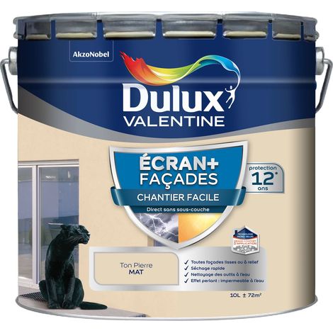 Peinture Façade Ecran+ Chantier Facile - direct sans sous-couche - Mat Ton Pierre 10 L - Dulux Valentine