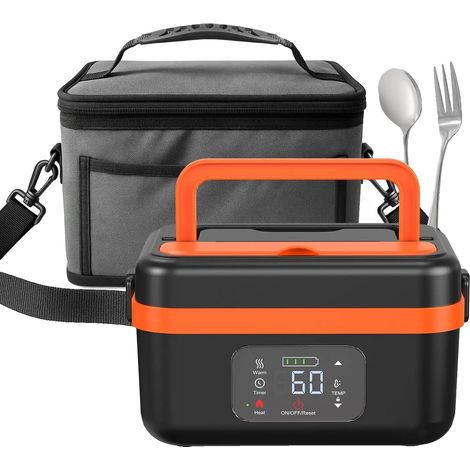 Selbstheizende Lunchbox, Tragbar, Wiederaufladbar, schwarz (1/2)