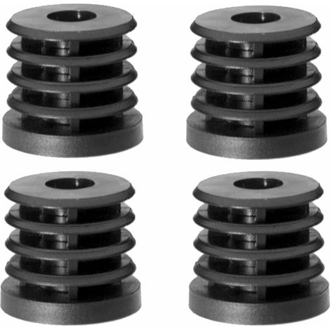 – 4x Embout de tube rentrant rond Ø22mm – Charge maximale 200kg – Taraudé M8 pour pieds réglables – Plastique noir pour meubles (1/2)