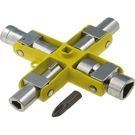 Cle universelle en croix - 9 en 1 - compatible avec systemes standards de fermeture