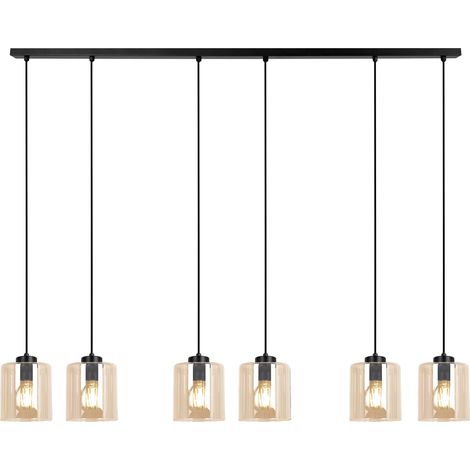 Suspension SORO noir/ambre cylindres verre 6xE27 Kaja (1/3)
