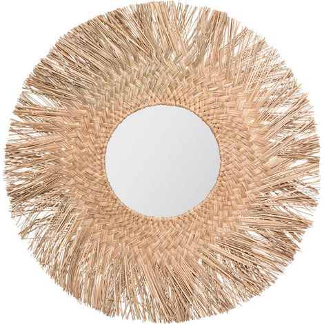 Specchio Junco Naturale Diametro 80 (specchio Diametro 30cm) Collezione 'jungly' (1/3)