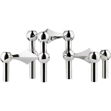 Portacandele, design moderno, versatile per l'arredamento di casa, 3 pezzi, argento (1/2)