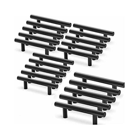 20 poignées de meubles noires, poignées de cuisine noires, poignées en T, poignées de tiroir noires, entraxe 64 mmyux