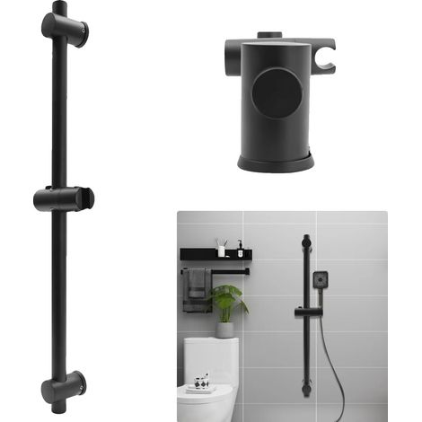 Barra de ducha regulable en altura, de pared, color negro. (1/5)