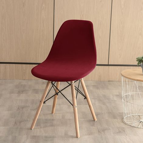 Fodera per sedia Eames in veluto stretch argento – Fodera elastica per poltrona a guscio con schienale integrato – Colore Bordeaux unito