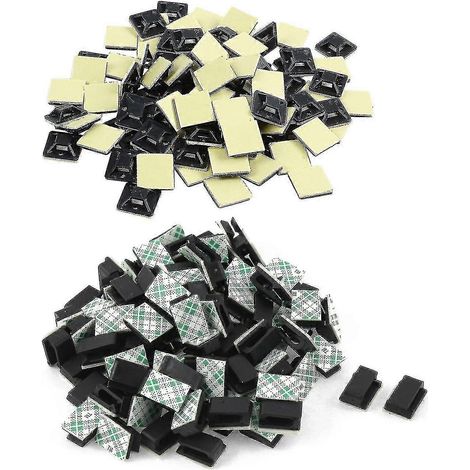 200 supports de fixation auto-adhésifs pour serre-câbles, 100 supports de 20 x 20 x 6 mm et 100 supports de 13 x 10 x 5 mm (1/5)