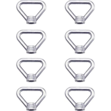 Écrou à Oeil de Levage 8 Pièces M8 Écrou à Anneau Écrou à Vis Argenté 304 en Acier Inoxydable Triangle Anneau Écrou Anneau de Levage Oeil Écrou Attache M8 Écrou à Anneau Femelle (1/5)